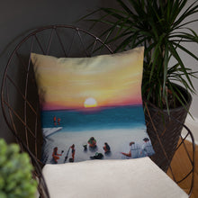 Load image into Gallery viewer, Sunset with Beach Goers Basic Pillow
