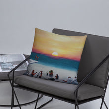 Load image into Gallery viewer, Sunset with Beach Goers Basic Pillow