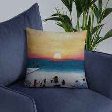 Load image into Gallery viewer, Sunset with Beach Goers Basic Pillow