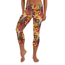 Load image into Gallery viewer, Maroon Hawaiian Capri Leggings