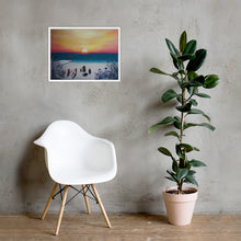 Load image into Gallery viewer, Sunset with beach goers Framed poster