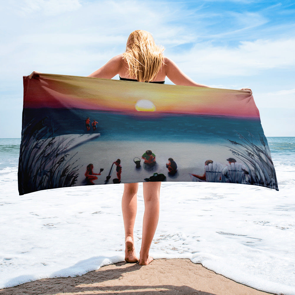 Sunset and beach goers Towel