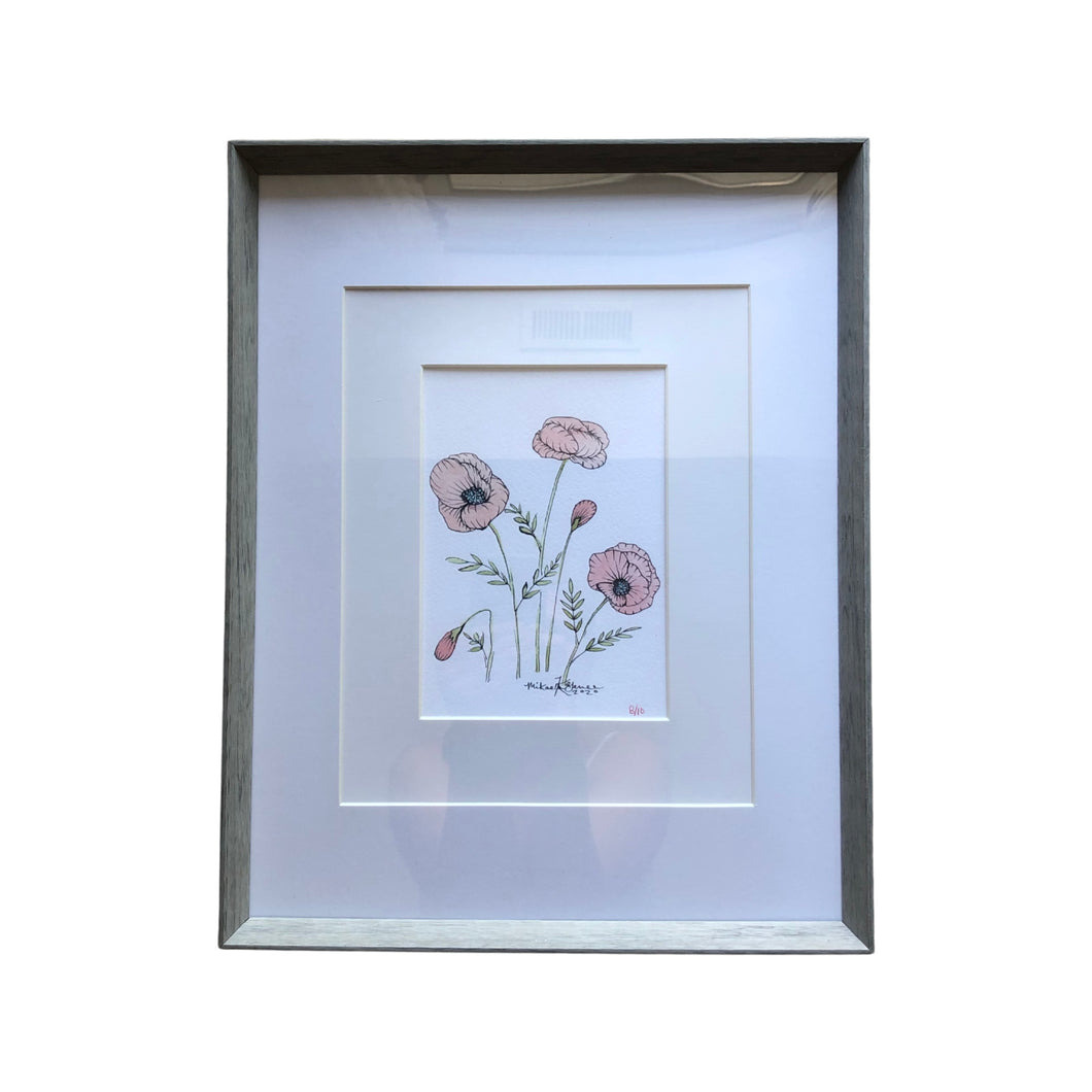Poppy Print with Gray Frame