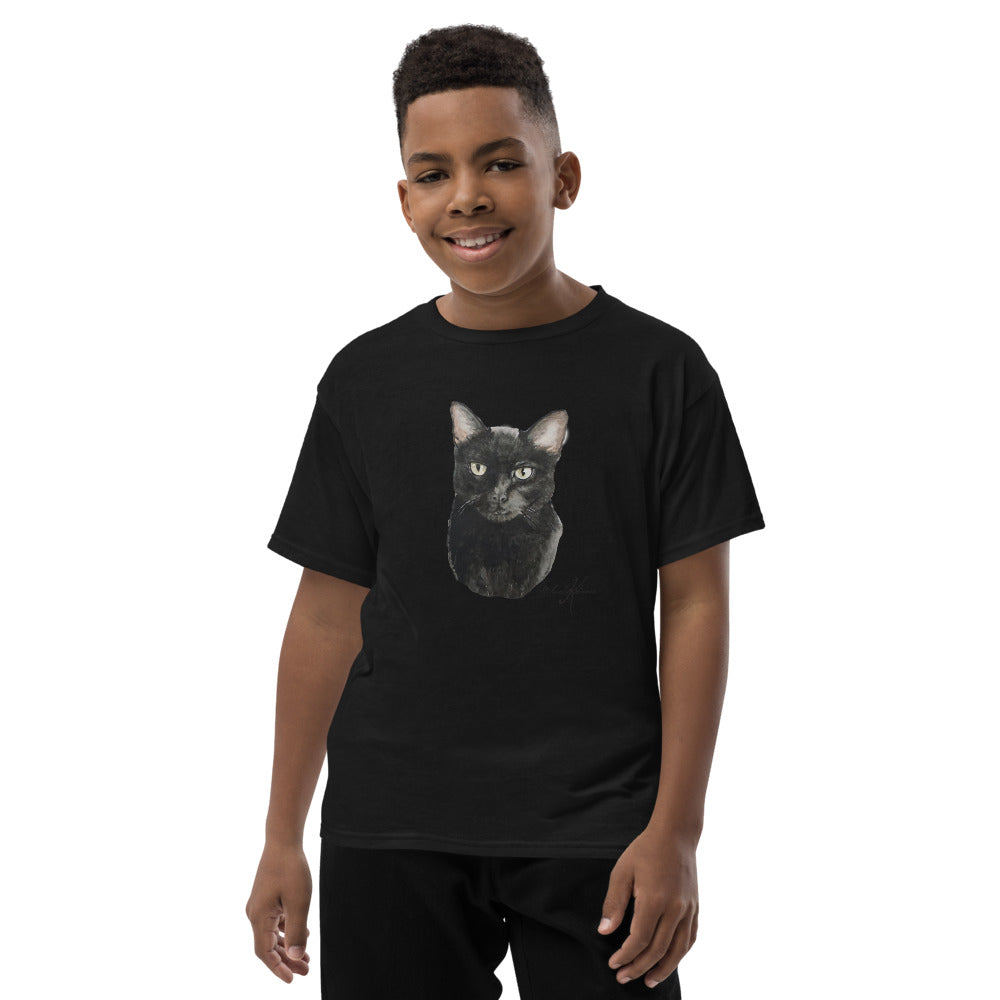Black cat Youth Short Sleeve T-Shirt